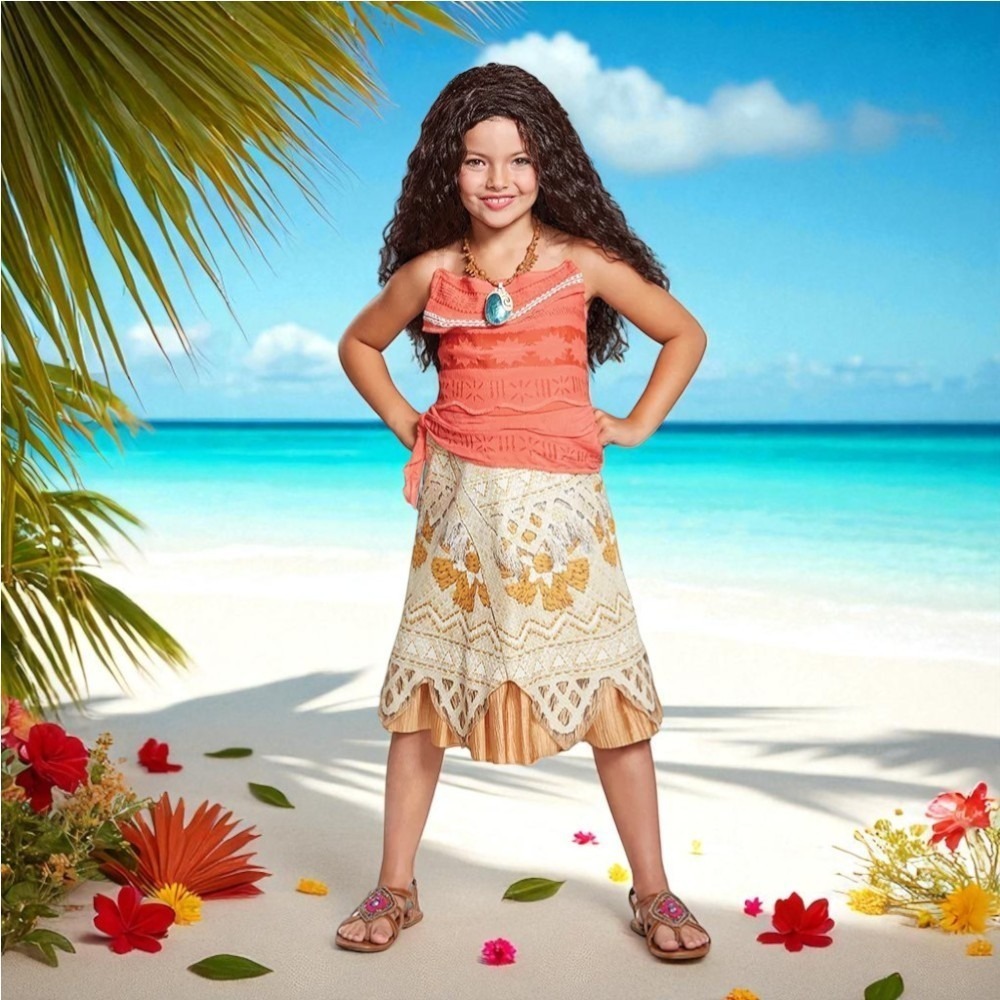 Official Disney Moana Costume Dress GIRLS S (6/6X) Cosplay‎ Fancy Dress Playtime